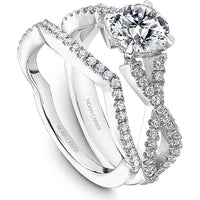 Round Cut Diamond Engagement Ring with Twisted Pavé Band in White Gold by Noam Carver<em> - Choose Your Center Diamond: 1 to 5 Carats, Sustainable Lab-Grown or Natural Earth-Mined</em>