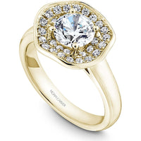 Round Cut Diamond Engagement Ring with Two-Tone Halo and Floral Design in Yellow Gold by Noam Carver<em> - Choose Your Center Diamond: 1 to 5 Carats, Sustainable Lab-Grown or Natural Earth-Mined</em>