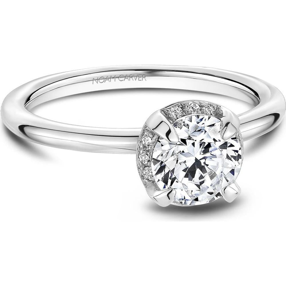 Round Cut Diamond Engagement Ring with Vintage Halo in White Gold by Noam Carver<em> - Choose Your Center Diamond: 1 to 5 Carats, Sustainable Lab-Grown or Natural Earth-Mined</em>