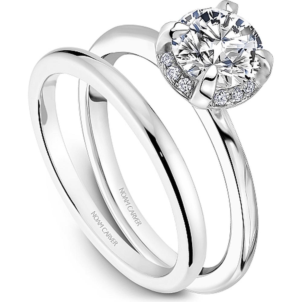 Round Cut Diamond Engagement Ring with Vintage Halo in White Gold by Noam Carver<em> - Choose Your Center Diamond: 1 to 5 Carats, Sustainable Lab-Grown or Natural Earth-Mined</em>