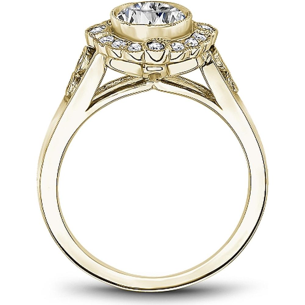 Round Cut Diamond Engagement Ring with Vintage Milgrain Halo in Yellow Gold by Noam Carver<em> - Choose Your Center Diamond: 1 to 5 Carats, Sustainable Lab-Grown or Natural Earth-Mined</em>