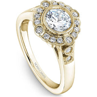 Round Cut Diamond Engagement Ring with Vintage Milgrain Halo in Yellow Gold by Noam Carver<em> - Choose Your Center Diamond: 1 to 5 Carats, Sustainable Lab-Grown or Natural Earth-Mined</em>