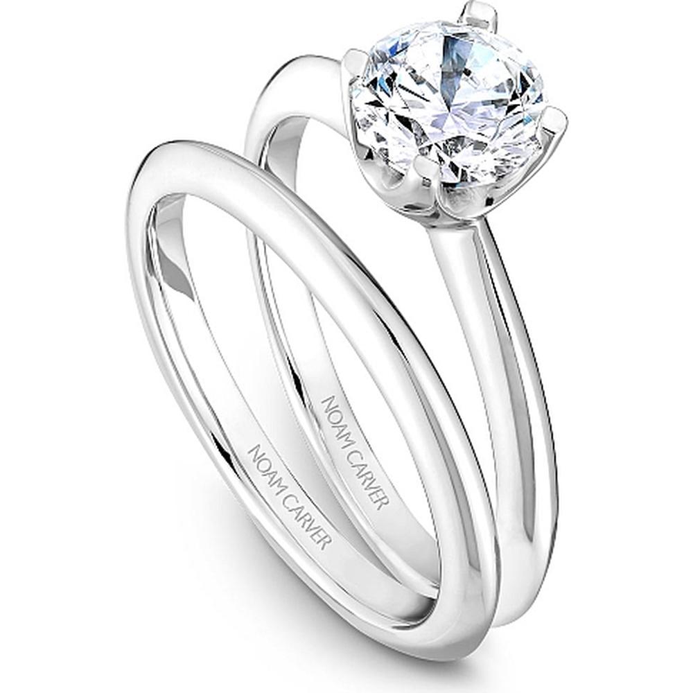 Round Cut Diamond Solitaire Engagement Ring with Four-Prong Setting in White Gold by Noam Carver<em> - Choose Your Center Diamond: 1 to 5 Carats, Sustainable Lab-Grown or Natural Earth-Mined</em>