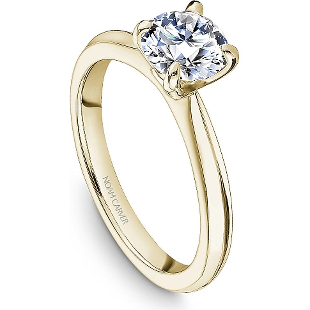 Round Cut Diamond Solitaire Engagement Ring with Four-Prong Setting in Yellow Gold by Noam Carver<em> - Choose Your Center Diamond: 1 to 5 Carats, Sustainable Lab-Grown or Natural Earth-Mined</em>