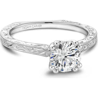 Round Cut Diamond Solitaire Engagement Ring with Hand-Engraved White Gold Band by Noam Carver<em> - Choose Your Center Diamond: 1 to 5 Carats, Sustainable Lab-Grown or Natural Earth-Mined</em>