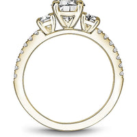 Round Cut Diamond Three-Stone Engagement Ring with Pavé Band in Yellow Gold by Noam Carver<em> - Choose Your Center Diamond: 1 to 5 Carats, Sustainable Lab-Grown or Natural Earth-Mined</em>