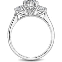Round Cut Diamond Three-Stone Engagement Ring with Polished Band in White Gold by Noam Carver<em> - Choose Your Center Diamond: 1 to 5 Carats, Sustainable Lab-Grown or Natural Earth-Mined</em>