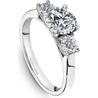 Round Cut Diamond Three-Stone Engagement Ring with Polished Band in White Gold by Noam Carver<em> - Choose Your Center Diamond: 1 to 5 Carats, Sustainable Lab-Grown or Natural Earth-Mined</em>