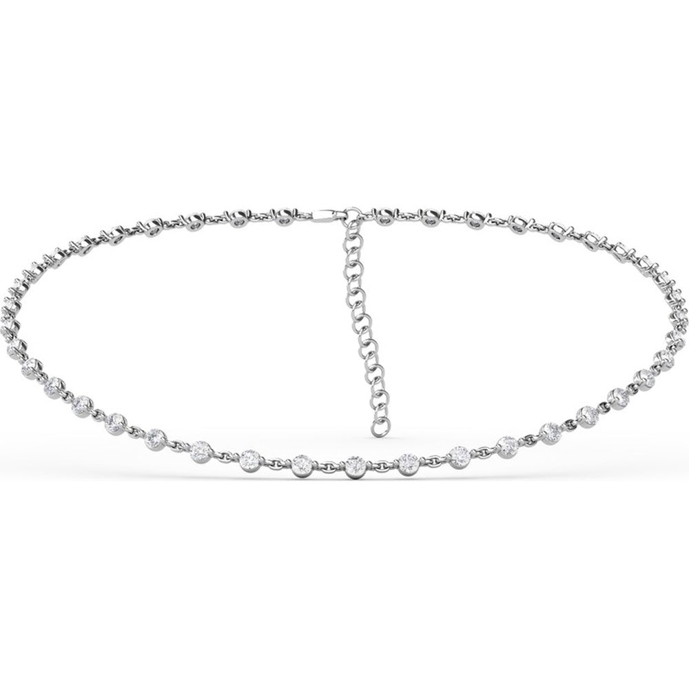 Round Diamond Choker Necklace with Adjustable Bolo Chain by Fana - 6.15 Carat Total Diamond Weight