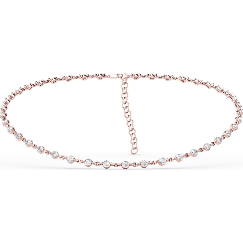 Round Diamond Choker Necklace with Adjustable Bolo Chain by Fana - 6.15 Carat Total Diamond Weight