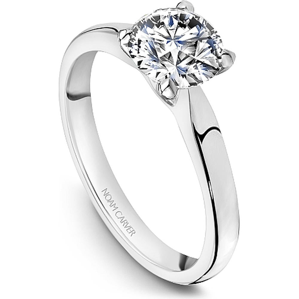 Round Diamond Engagement Ring with Classic Four-Prong Setting in White Gold by Noam Carver<em> - Choose Your Center Diamond: 1 to 5 Carats, Sustainable Lab-Grown or Natural Earth-Mined</em>