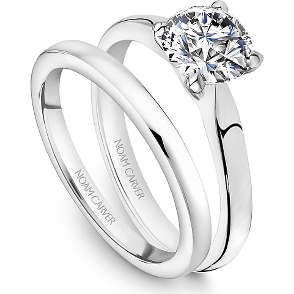 Round Diamond Engagement Ring with Classic Four-Prong Setting in White Gold by Noam Carver<em> - Choose Your Center Diamond: 1 to 5 Carats, Sustainable Lab-Grown or Natural Earth-Mined</em>