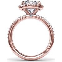 Round Diamond Halo Engagement Ring Setting with Two-Row Pavé Band by Fana - 0.50 Carat Total Diamond Weight