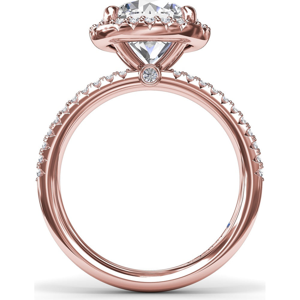 Round Diamond Halo Engagement Ring Setting with Two-Row Pavé Band by Fana - 0.50 Carat Total Diamond Weight
