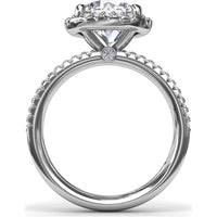 Round Diamond Halo Engagement Ring Setting with Two-Row Pavé Band by Fana - 0.50 Carat Total Diamond Weight