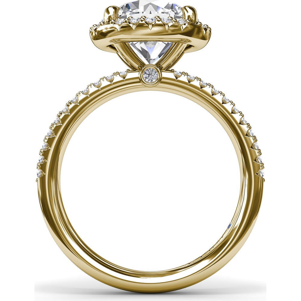 Round Diamond Halo Engagement Ring Setting with Two-Row Pavé Band by Fana - 0.50 Carat Total Diamond Weight