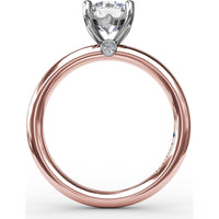 Round Diamond Solitaire Engagement Ring Setting with Hidden Chevron Detail and Accent by Fana - 0.02 Carat Total Diamond Weight