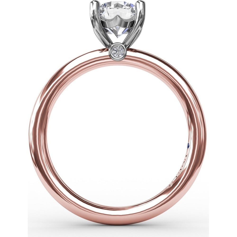 Round Diamond Solitaire Engagement Ring Setting with Hidden Chevron Detail and Accent by Fana - 0.02 Carat Total Diamond Weight