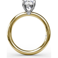 Round Diamond Solitaire Engagement Ring Setting with Hidden Chevron Detail and Accent by Fana - 0.02 Carat Total Diamond Weight