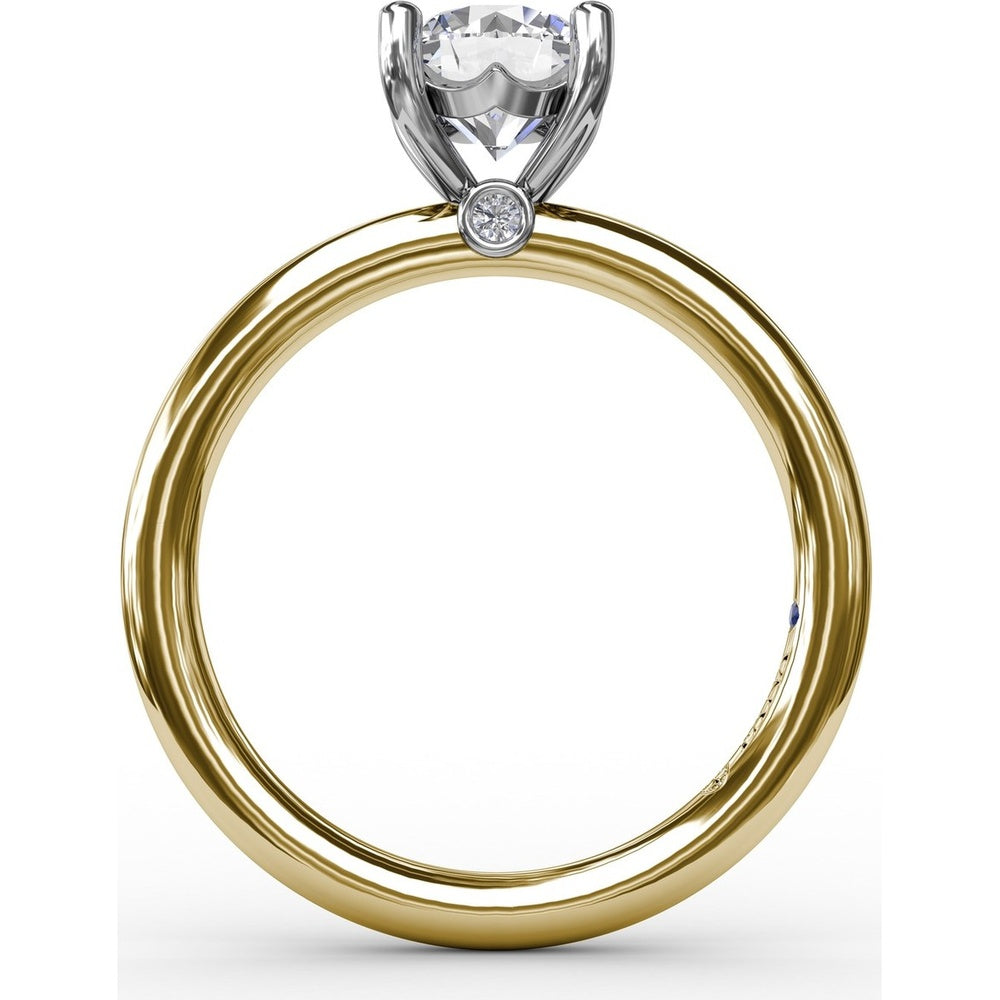 Round Diamond Solitaire Engagement Ring Setting with Hidden Chevron Detail and Accent by Fana - 0.02 Carat Total Diamond Weight