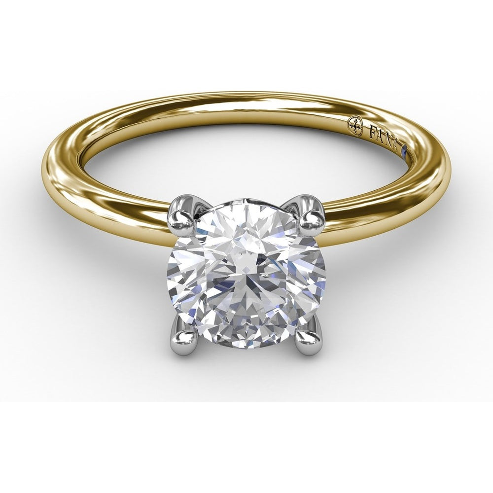 Round Diamond Solitaire Engagement Ring Setting with Hidden Chevron Detail and Accent by Fana - 0.02 Carat Total Diamond Weight