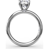 Round Diamond Solitaire Engagement Ring Setting with Hidden Chevron Detail and Accent by Fana - 0.02 Carat Total Diamond Weight