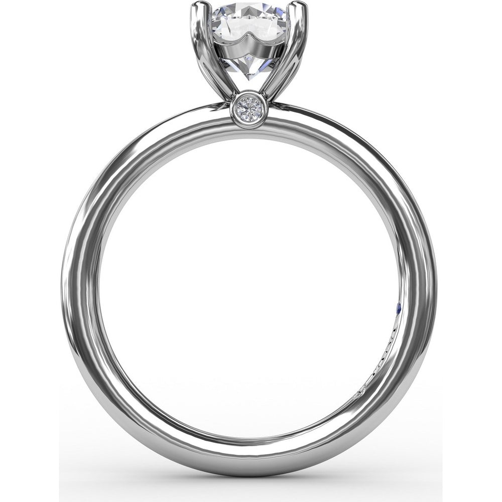 Round Diamond Solitaire Engagement Ring Setting with Hidden Chevron Detail and Accent by Fana - 0.02 Carat Total Diamond Weight