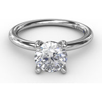 Round Diamond Solitaire Engagement Ring Setting with Hidden Chevron Detail and Accent by Fana - 0.02 Carat Total Diamond Weight