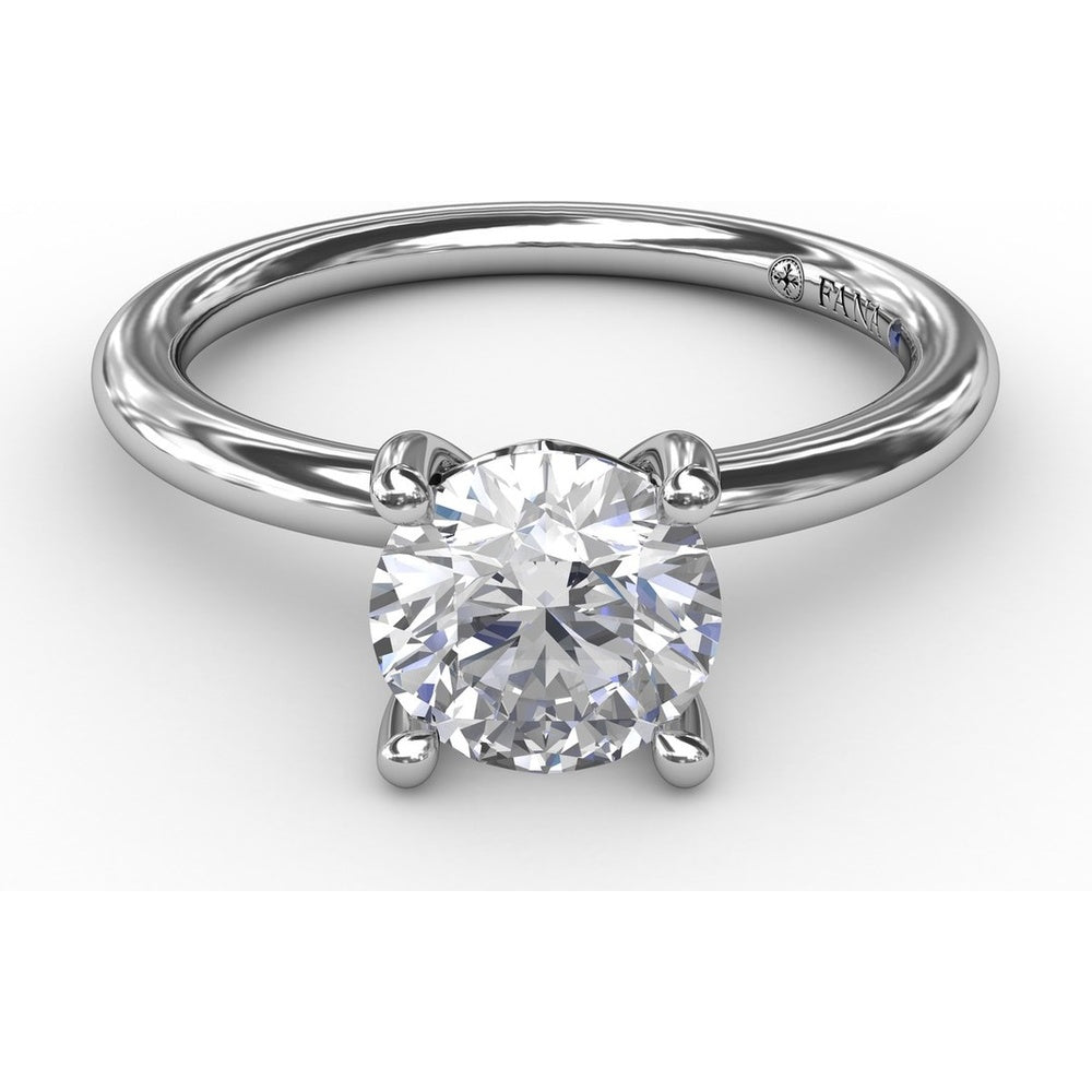 Round Diamond Solitaire Engagement Ring Setting with Hidden Chevron Detail and Accent by Fana - 0.02 Carat Total Diamond Weight