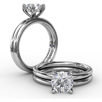 Round Diamond Solitaire Engagement Ring Setting with Hidden Chevron Detail and Accent by Fana - 0.02 Carat Total Diamond Weight