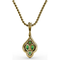 Round Emerald and Diamond Halo Cluster Pendant by Fana - 1.33 Carat Total Gemstone Weight