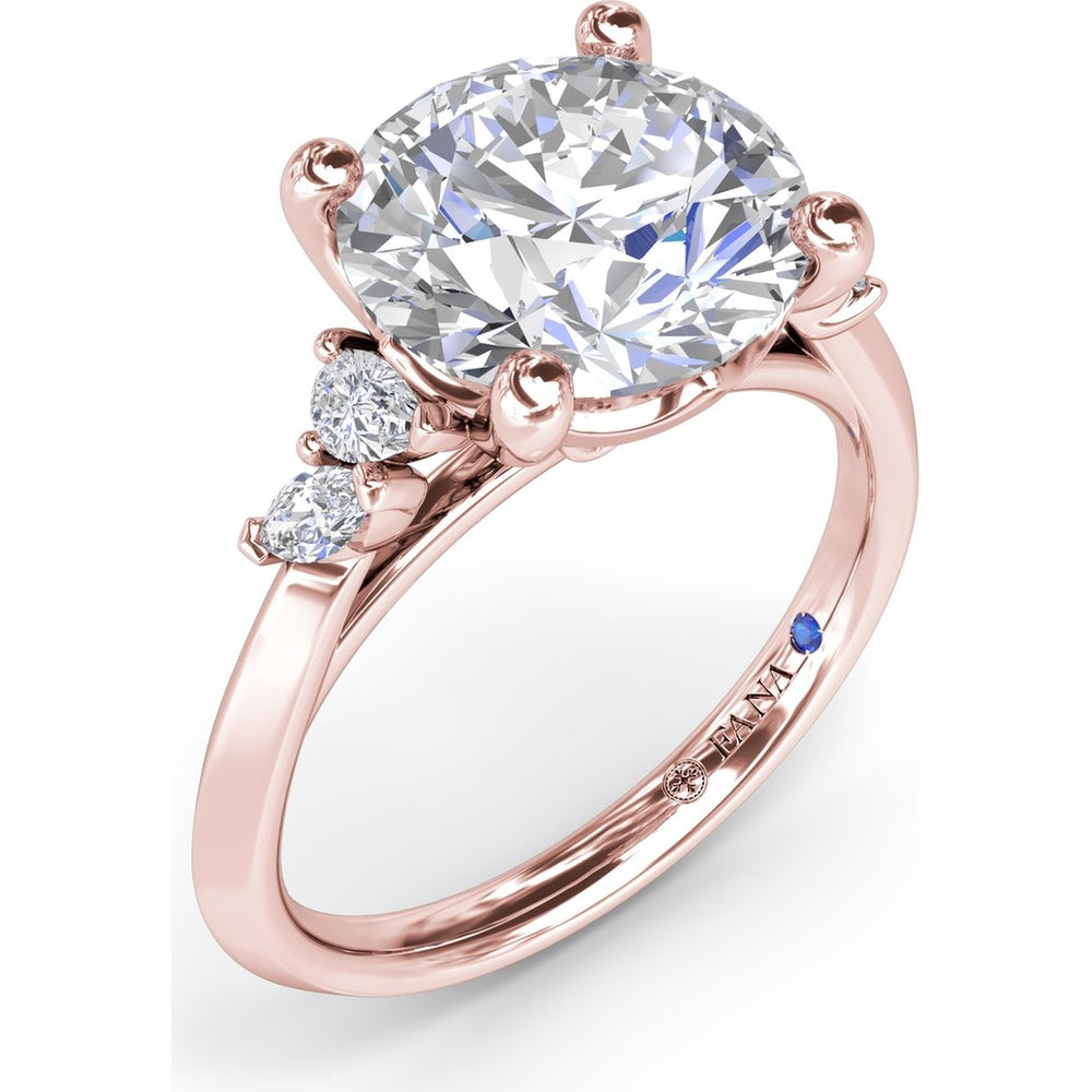Round Engagement Ring Setting with Pear and Marquise Side Stone Diamonds - 0.28 Carat Total Side Stone Weight by Fana