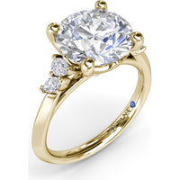 Round Engagement Ring Setting with Pear and Marquise Side Stone Diamonds - 0.28 Carat Total Side Stone Weight by Fana