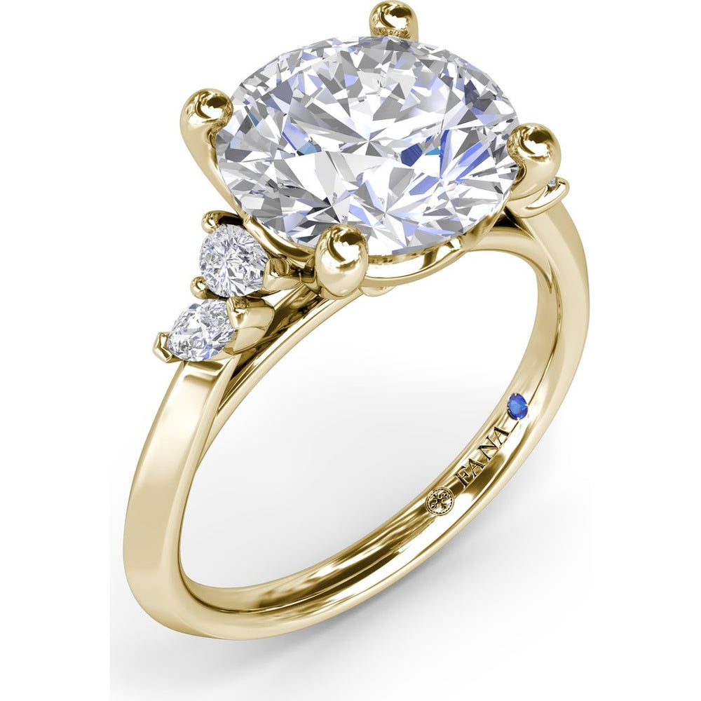 Round Engagement Ring Setting with Pear and Marquise Side Stone Diamonds - 0.28 Carat Total Side Stone Weight by Fana
