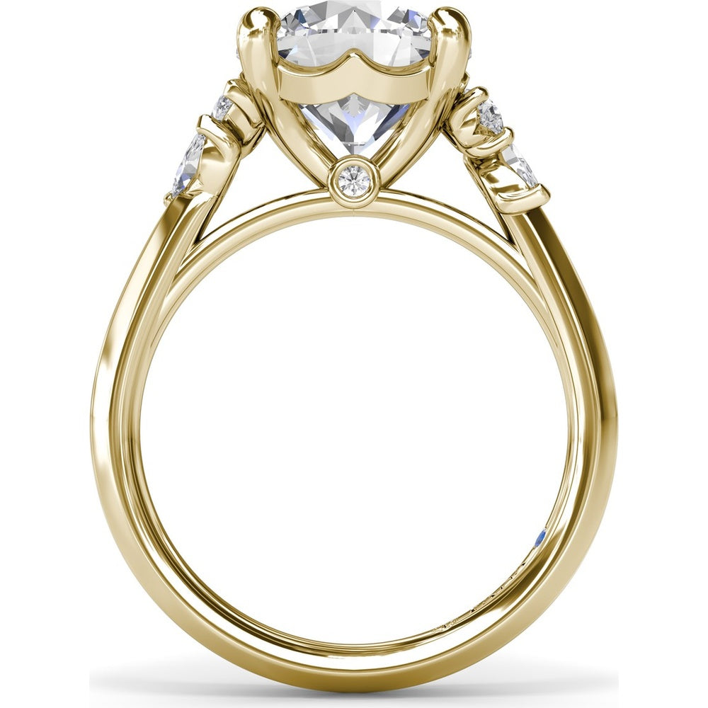 Round Engagement Ring Setting with Pear and Marquise Side Stone Diamonds - 0.28 Carat Total Side Stone Weight by Fana