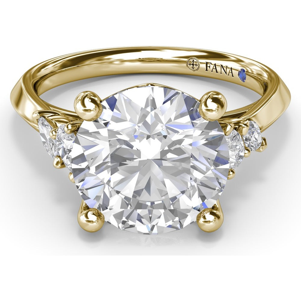 Round Engagement Ring Setting with Pear and Marquise Side Stone Diamonds - 0.28 Carat Total Side Stone Weight by Fana
