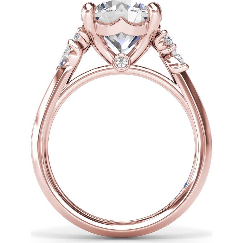 Round Engagement Ring Setting with Pear and Marquise Side Stone Diamonds - 0.28 Carat Total Side Stone Weight by Fana