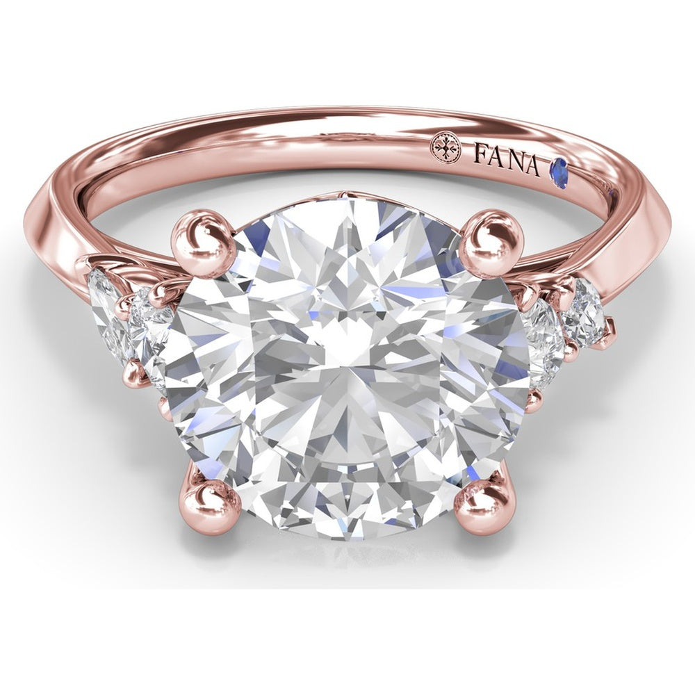 Round Engagement Ring Setting with Pear and Marquise Side Stone Diamonds - 0.28 Carat Total Side Stone Weight by Fana