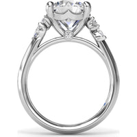 Round Engagement Ring Setting with Pear and Marquise Side Stone Diamonds - 0.28 Carat Total Side Stone Weight by Fana