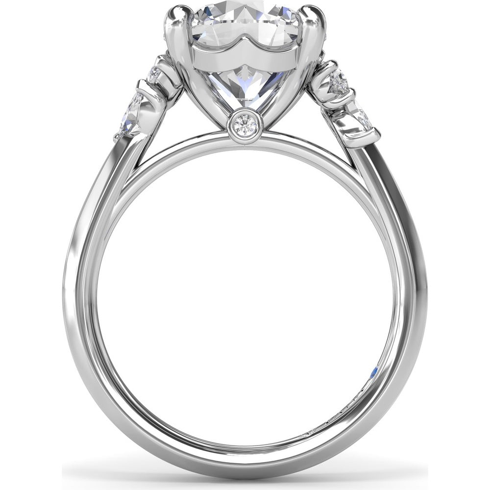Round Engagement Ring Setting with Pear and Marquise Side Stone Diamonds - 0.28 Carat Total Side Stone Weight by Fana