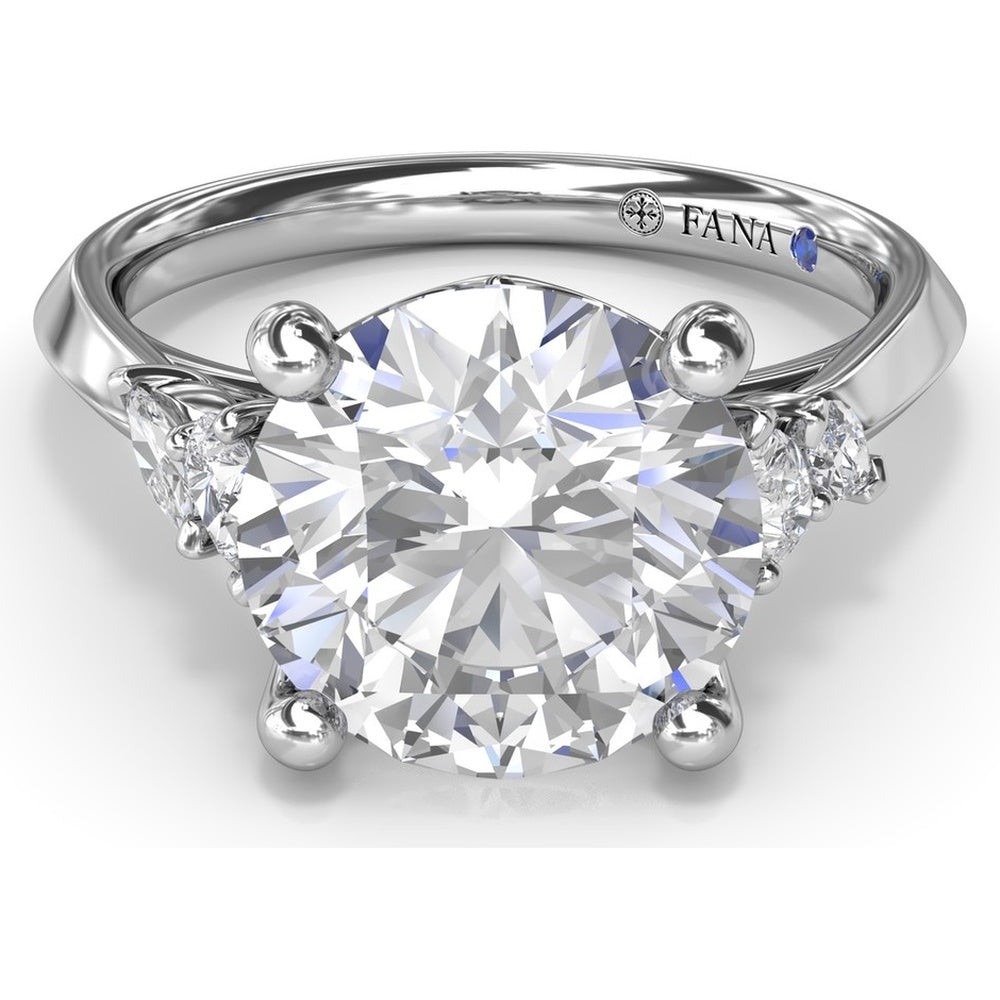 Round Engagement Ring Setting with Pear and Marquise Side Stone Diamonds - 0.28 Carat Total Side Stone Weight by Fana