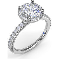 Round Halo Diamond Engagement Ring Setting with Pavé Band by Fana - 0.39 Carat Total Diamond Weight