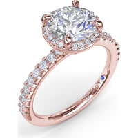 Round Halo Diamond Engagement Ring Setting with Pavé Band by Fana - 0.39 Carat Total Diamond Weight