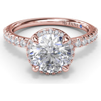 Round Halo Diamond Engagement Ring Setting with Pavé Band by Fana - 0.39 Carat Total Diamond Weight