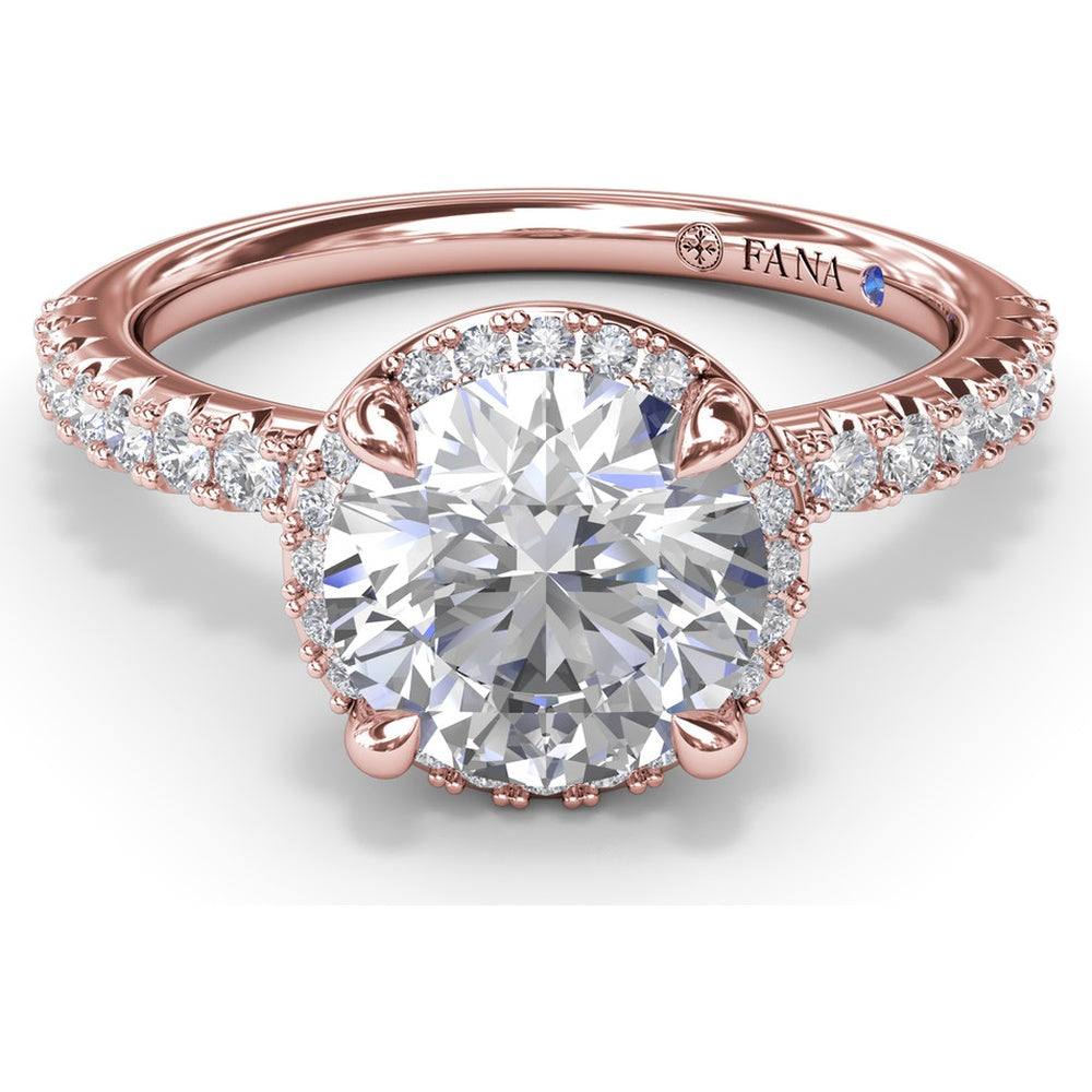 Round Halo Diamond Engagement Ring Setting with Pavé Band by Fana - 0.39 Carat Total Diamond Weight