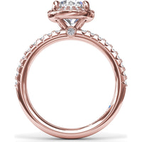 Round Halo Diamond Engagement Ring Setting with Pavé Band by Fana - 0.39 Carat Total Diamond Weight