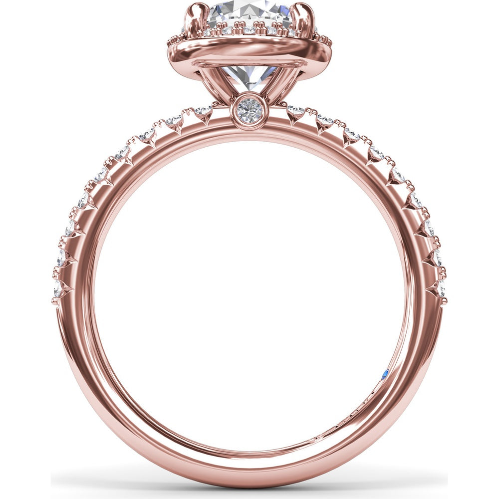Round Halo Diamond Engagement Ring Setting with Pavé Band by Fana - 0.39 Carat Total Diamond Weight