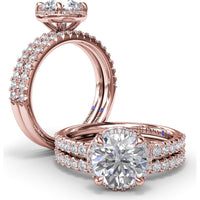 Round Halo Diamond Engagement Ring Setting with Pavé Band by Fana - 0.39 Carat Total Diamond Weight