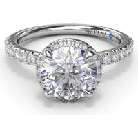 Round Halo Diamond Engagement Ring Setting with Pavé Band by Fana - 0.39 Carat Total Diamond Weight
