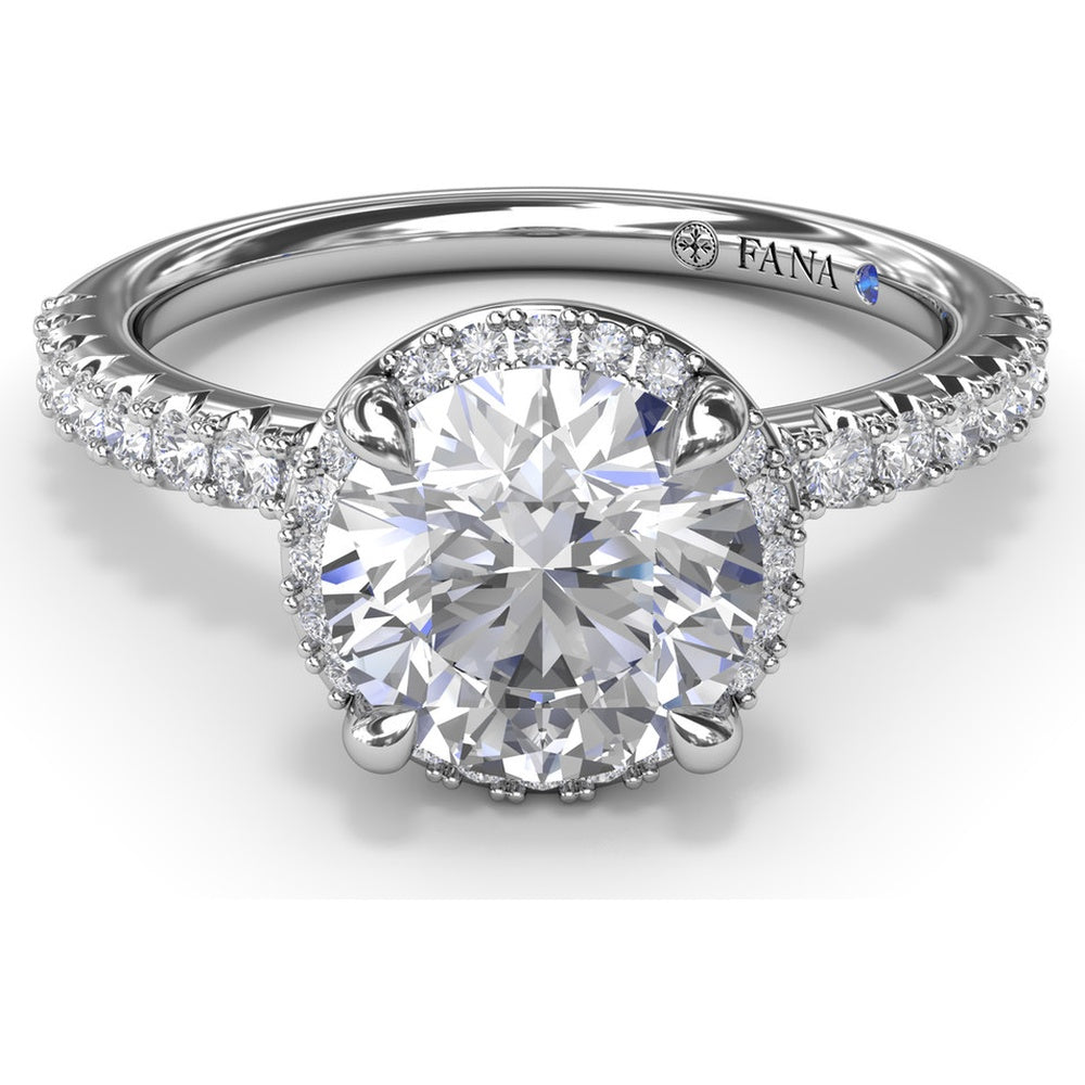 Round Halo Diamond Engagement Ring Setting with Pavé Band by Fana - 0.39 Carat Total Diamond Weight